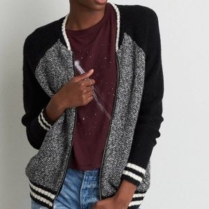 Black and Grey Sweater Bomber